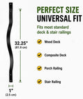 Heavy Duty Weather Resistant Deck Baluster Kit Rock Solid Cast Iron Railing Posts 32.25" length for versatile deck use.