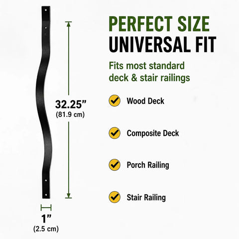Heavy Duty Weather Resistant Deck Baluster Kit Rock Solid Cast Iron Railing Posts 32.25" length for versatile deck use.