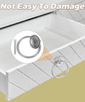 Eight Pack Metal Cabinet Pulls Ring Handles In Silver Zinc Alloy on a white drawer with installation close-up