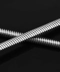 Close-up of stainless steel threads on 4 Pack T8 Leadscrews With Brass Nuts Stainless Steel Threaded Rods 8mm Lead 2mm Pitch Length 100 To 600mm For 3D Printer Z Axis CNC Machines And Other Equipment Pro Grade Rustproof Durable.