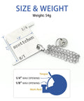 Solid Bench Grinder Safety Gauge With Dead Nuts Accurate Magnetic Holder and Portable Storage Box showing weight and dimensions of 54g and 2.2 in.