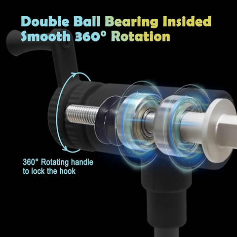 Top Shelf Rotary Fly Tying Vise With True Dual Bearing Spin and Heavy Duty Carbon Steel Jaws showing double ball bearing rotation mechanism.