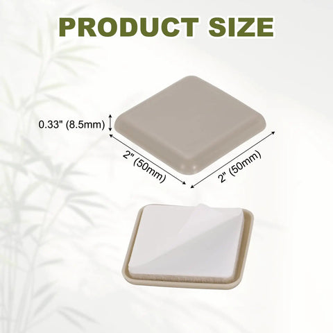 Heavy Duty Self Adhesive Furniture Sliders Table And Chair Leg Protectors Slick Gliding Floor Savers 2 Inch gray square with size details.