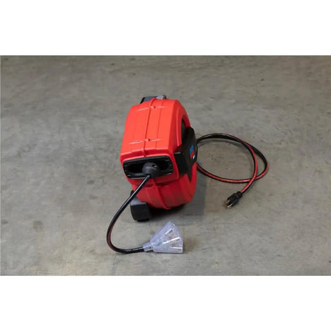 Front view of Lincoln Workhorse Heavy Duty 60 Foot Tri Tap Electric Power Cord Reel With 12 3 SJTOW, Grease Oil And Weather Resistant