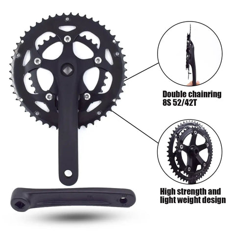 Road Trekking Crankset 52/42T 130BCD Square Taper 170mm Arm For Street And Gravel Rides with double chainring