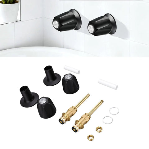 Upgrade Your Bath Game With This Solid Zinc Alloy 2 Set Shower Knob Kit For Windsor Series Faucet Handles To Look Fresh Cool And Durable. black shower knob set with brass stems and washers