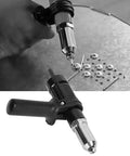 Heavy Duty Rivet Gun Adapter Kit With Four Interchangeable Heads For 2.4mm To 4.8mm Blind Rivets Makes Fastening Tasks Total Cinch Thanks To Durable Alloy Steel Construction That Stands Up To Heavy Use. used with drill on metal sheet