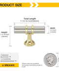 Dimensions of 10 Pack Brushed Nickel And Gold Cabinet Knobs Set For Kitchen Cabinets And Vanities, with size measurements.