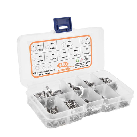 Flat Washer Set 480 Pcs 304 Stainless Steel Metric M2 To M10 Assortment Kit For Automotive Marine Electrical Appliance Hardware Repair Ideal For DIY Projects And Everyday Fixes Must Have, open organizer box