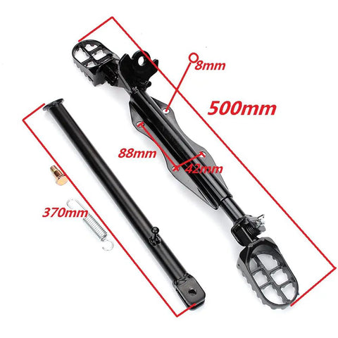 Heavy Duty Foot Peg Mount Bracket Bar For Pit Dirt Bikes 110cc 125cc 140cc Off Road Motorcycle Aluminum Footrest laid out with measurements