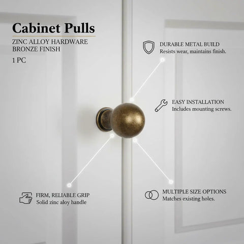 Antique Bronze Zinc Alloy Cabinet Pulls For Kitchen Cabinets, Drawers, And Dressers Built Tough For Daily Use
