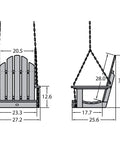 Westport Adirondack Single Seat Porch Swing Harbor Gray dimensions and design outline for ergonomic comfort