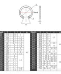 Rock Solid Black Internal Retaining Rings And C Clips M8 Through M50 Shaft Circlips Top Shelf Carbon Steel Hardware Haul dimensions chart.