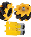 Omnidirectional Mecanum Wheel Set For DIY Robot Car Builds, rubber-coated grippy wheels 60mm diameter for geared motors.
