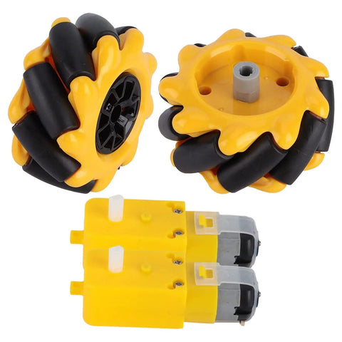 Omni Directional Wheel Set for Smart Robot Car DIY Projects Left and Right 60mm Rubber Coated Mecanum Wheels with motors