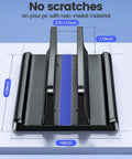 Desk Friendly Vertical Laptop Stand Dock 3 In 1 Holder For Laptop And Phone Or Tablet, adjustable black stand dimensions