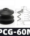 PCG60N Industrial Rubber Sucker Suction Cup Chuck with dimensions for Big Robot Manipulator Pneumatic Accessories.
