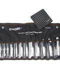 12 Piece Leather Hole Punch Set With Free Cutting Mat, Hollow Punch Kit in pouch, high carbon steel construction, 12 punch sizes visible.