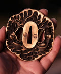 Dope Antique Copper Samurai Tsuba Fuchi Kashira Menuki Set With Dragon Phoenix Buddha Demon Floral Motif for katana