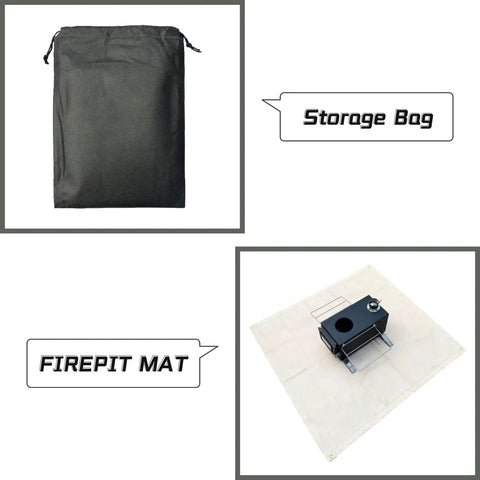 40 Inch Fire Pit Mat For Deck And Grill, Fiberglass Insulated Mat With Storage Bag and Stove on Mat