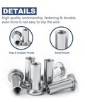 Heavy Duty 304 Stainless Steel Barrel Nuts And Hex Socket Furniture Rivet Inserts M2 Through M10 Sizes, detailed view of threaded inserts.