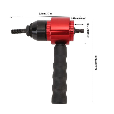Professional Cordless Drill Rivet Nut Tool Adapter Kit For Fastening Metal Sheets Cars And Aluminum Boats With 5 Mandrels Carry Case, red black 33cm