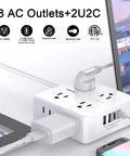 Smooth Operator Eight Outlet Power Strip With Six Foot Flat Plug Extension Cord delivering easy reach jacks and four high speed USB ports.