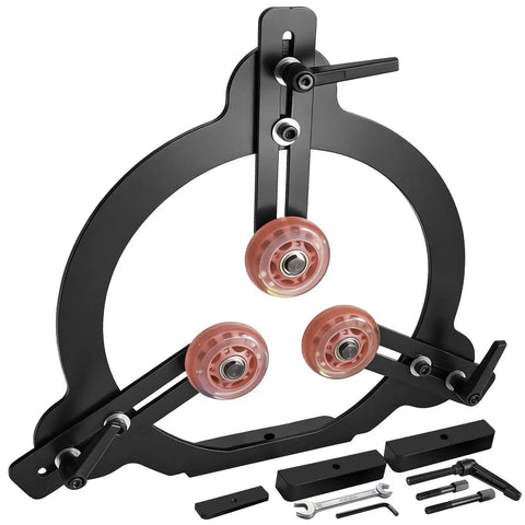 Woodturning Steady Rest For 12 Inch, 14 Inch And 16 Inch Swing Lathes With 3 Point Adjustable Tool Rest, rubber rollers visible