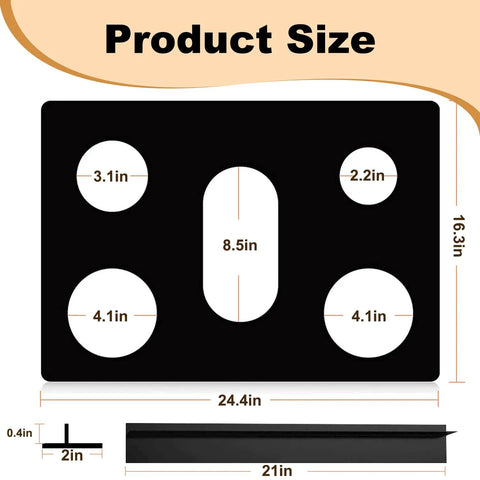 Size chart for Two Pack 21 Inch Silicone Stove Gap Covers For Gas Burners Nonstick Washable Reusable Easy To Clean Stovetop Gap Protector Mats.