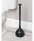 Plastic Toilet Plunger With Lift And Lock Cover Set Compact Freestanding Low Key Discreet Storage Caddy For Bathroom Modern Bronze Hyde Collection
