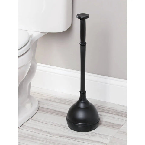 Plastic Toilet Plunger With Lift And Lock Cover Set Compact Freestanding Low Key Discreet Storage Caddy For Bathroom Modern Bronze Hyde Collection