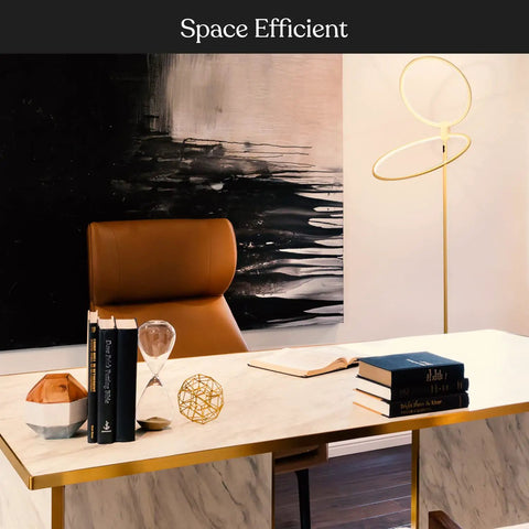 Eclipse Dope Bright Modern LED Torchiere Floor Lamp With Built In Touch Dimmer in a home office setting
