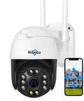 5x Optical Zoom Outdoor Security Cam With 2K Resolution Pan Tilt Zoom Floodlights Full Color Night Vision Two Way Audio