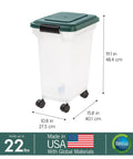 Remington Airtight Pet Food Storage Container Holds 22 Lbs Of Dry Food With Dual Dispensing Lid Built In Hand Grip Hunter Green