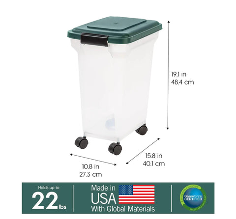 Remington Airtight Pet Food Storage Container Holds 22 Lbs Of Dry Food With Dual Dispensing Lid Built In Hand Grip Hunter Green