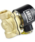 Side view of Three Quarters Inch Brass Electric Solenoid Valve 110V AC Normally Closed NPT Thread for water lines and DIY projects
