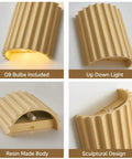 Indoor Hardwired Up and Down Cream Wall Sconce Set of 2 Modern LED 3000K sculptural design with G9 bulbs included.