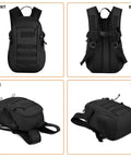 10L Tactical Backpack Small Daypack With MOLLE Rucksack Gear For Hunting Camping Trekking Black Compact EDC Bag Rugged Mini