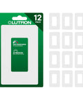 White 1 Gang Screwless Light Switch Cover Plate For Decorator And Rocker Switches, 12 Pack shown in packaging, gloss finish