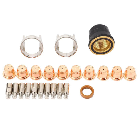 Senecesli 24 Piece Plasma Cutting Torch Tip Kit With Universal Fit For PT60 PTM60 IPT60 And PT40, includes copper tips and components.