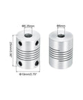 Beefy Five Pack 6.35mm To 6mm Aluminum Shaft Couplings Flexible 25mm L25xD19 Beams For Stepper Motors, 3D Printers, CNC Machines