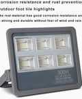 JUDYSSY 150-800W Led Flood Light Outdoor, Super Bright Led Security Light Ip66, 300W detailed view with six LED panels.