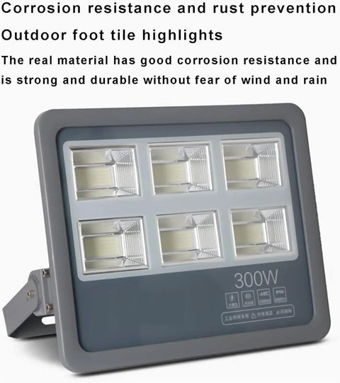JUDYSSY 100-500W Led Flood Light Outdoor, Super Bright Led Security Light Ip66, 300W with corrosion-resistant design.