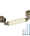 Set Of 4 4.5 Inch Ceramic Drop Handle Drawer Pulls In Antique Bronze Finish For Kitchen Cabinets And Dressers, screws included