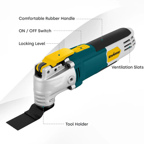 2.5 Amp Corded Oscillating Multi Tool Kit With Six Variable Speeds And 3 Degree Oscillation, includes tool holder and handle