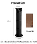 Heavy Duty Espresso Knock Box With Quick Release Drip Tray And Premium Barista Towel, measurement details and included towel shown.
