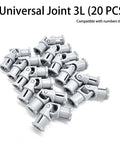 Pile of 20 Light Grey 3L Universal U Joints For Lego Technic Suspension And Drivetrain Models