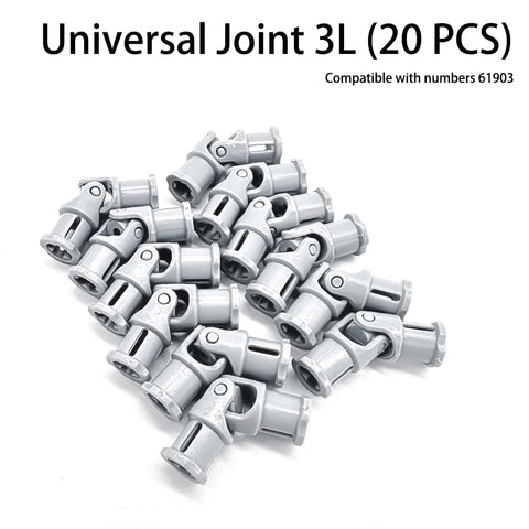 Pile of 20 Light Grey 3L Universal U Joints For Lego Technic Suspension And Drivetrain Models