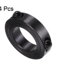 Shaft collar set, 4 pcs, black oxide double-split clamp-on with set screws for 1-1/4 in rod, 2-1/16 in OD, 1/2 in width