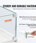 Glass Wind Guard For Fire Pit 38 X 10.5 X 6 Inches, Rectangular Tempered Shield 0.3 Inch Thick, shown with aluminum connectors